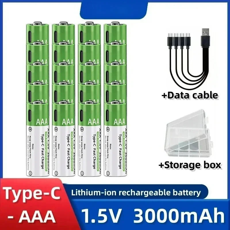 2025NEW Lithium-Ion Battery Type-C Rechargeable High-Capacity Battery AA&AAA Battery For remote control, mouse, electric toys