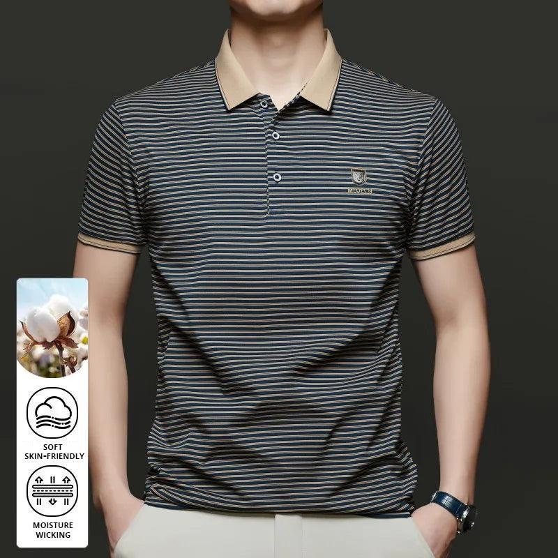 Top Grade Summer Brand Designer Polo Shirts For Men Summer Stripped Slim Fit Short Sleeve Casual Tops Fashions Men Clothes 2025