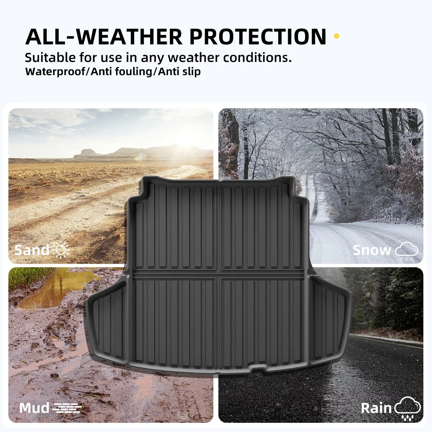 SMABEE for Hyundai Sonata 11th 2024 2025 N-line Car Cargo Liner Trunk Pad TPE 3D All Weather Protection Accessories Black