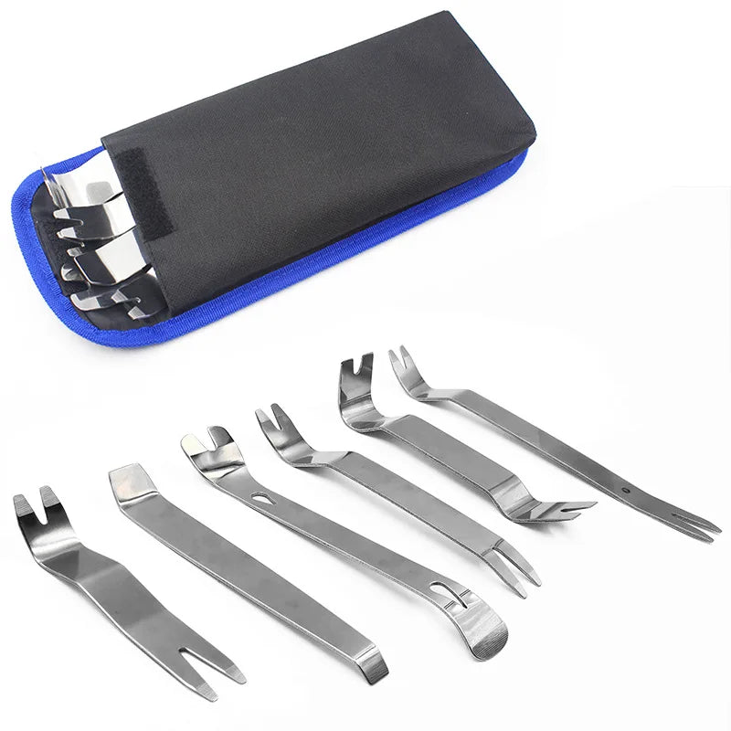 Car Inner Removal Tool 6pcs Kit Auto Car Radio Door Clip Panel Audio Removal Installer Pry Tool with Canvas Bag