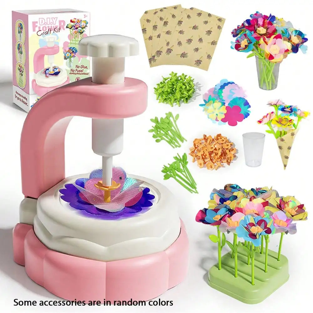 DIY Flower Craft Making Machine Kit for Kids - Creative Art & Handmade Toy, Parent-Child Interaction, Fine Motor Skills Training