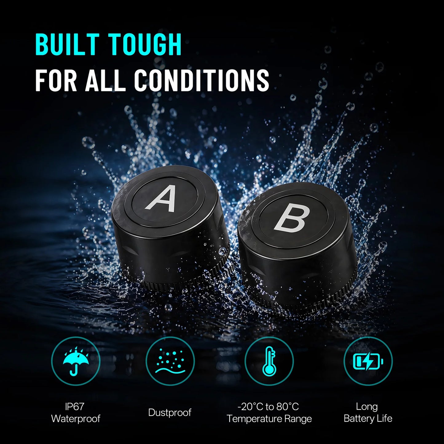 Motorcycle TPMS, Bluetooth 5.0 APP Real-Time Pressure & Temperature Alarm, IP67 Waterproof for Motorbike Scooter ATV