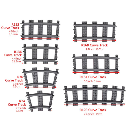 MOC City Bricks Train Flexible Construction Parts Railway Curve Track R104 Building Blocks Model Accessories Compatible 53401