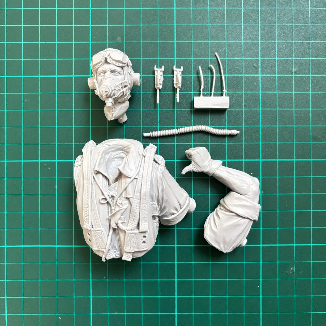1/10 scale resin unpainted model kit, bust of a British Royal Air Force pilot, unassembled and unpainted GK