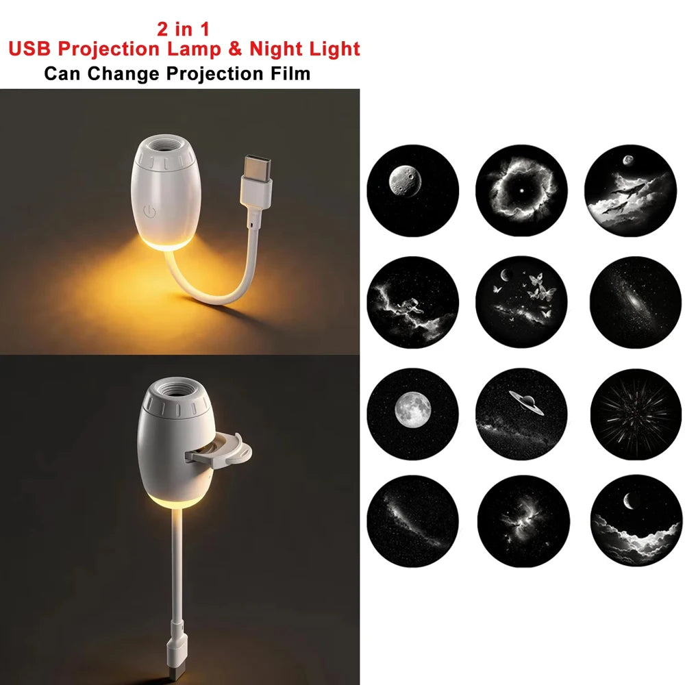 Car Interior Light Roof Star Light USB LED Starry Atmosphere Projector Decoration Night Party Decor Romantic Saturn Galaxy Light