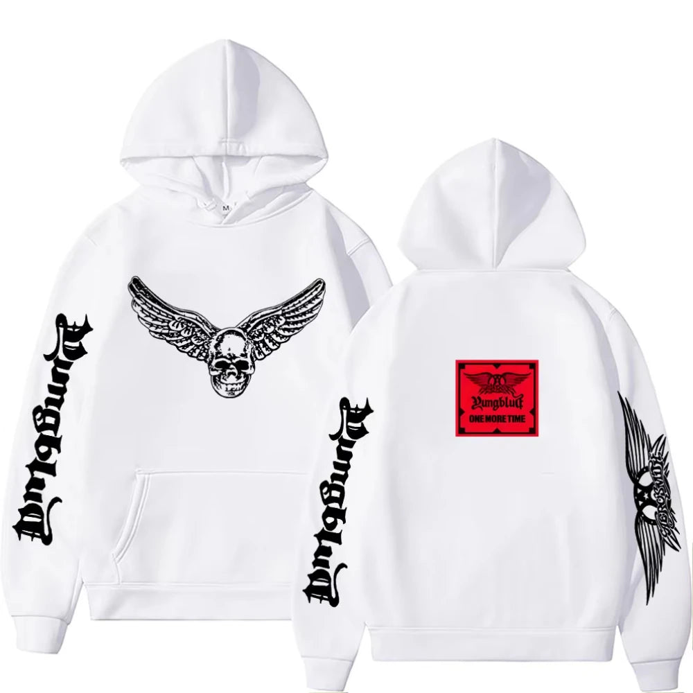 YUNGBLUD Skeleton Graphic Printed Hoodies Men Women Casual Fleece Vintage Sweatshirt Men's Hip Hop Oversized Pullover Streetwear