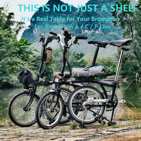 DJCRAWLER Adjustable Camping Table for Brompton A C P Line, Folding Storage Shelf Travel & Outdoor Cycling Accessory