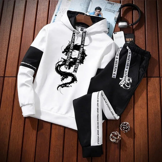 Men's Tracksuit Casual Autumn Winter Simple Daily Quality Sports Hooded Single Sweatshirts And Sweatpant Comfort Outdoor Jogging