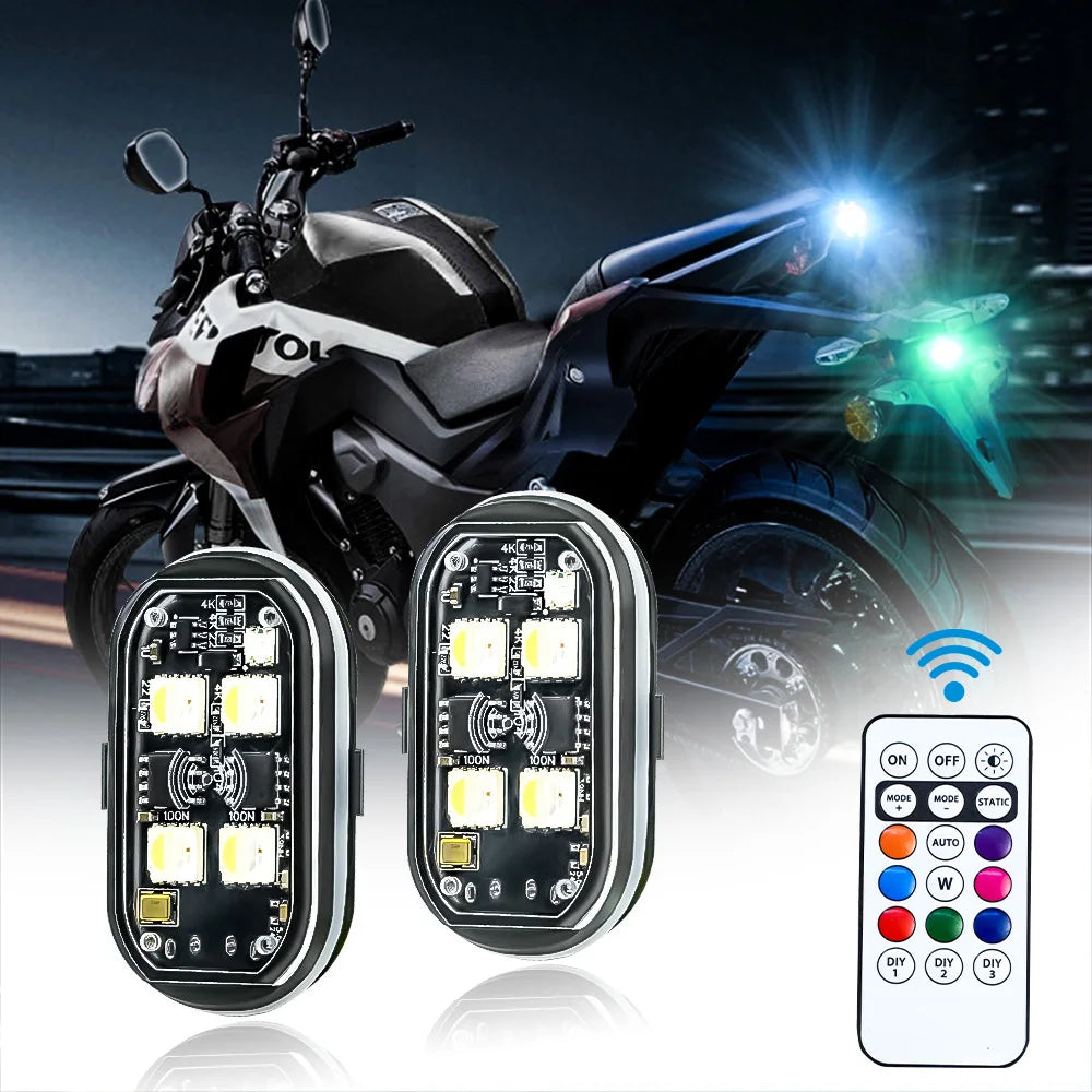 4/8Pcs Wireless Rechargeable LED Strobe Decor Lights, 8-Colors USB Waterproof Anti-Collision LED Car Flashing Warning Light