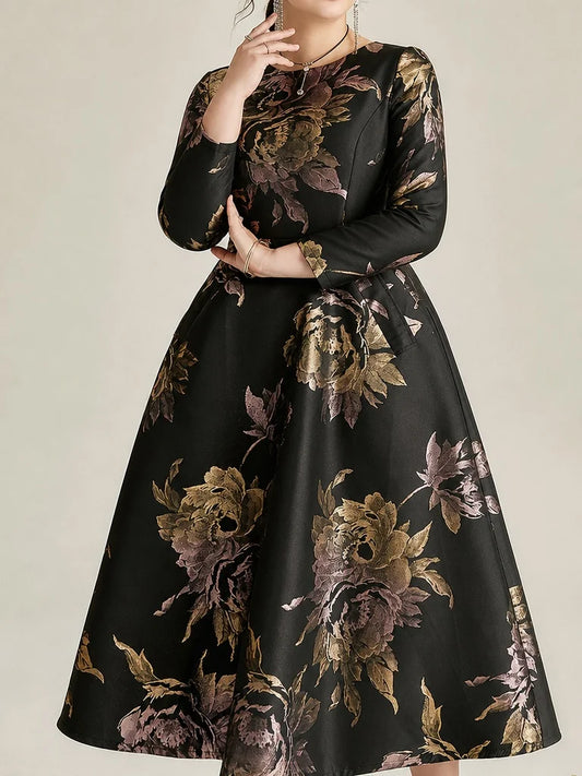 DEVCHATA Luxury Women Plus Size Maxi Jacquard Dress Boho Floral Fashion Ladies Party Evening Gown Vintage Vestidos