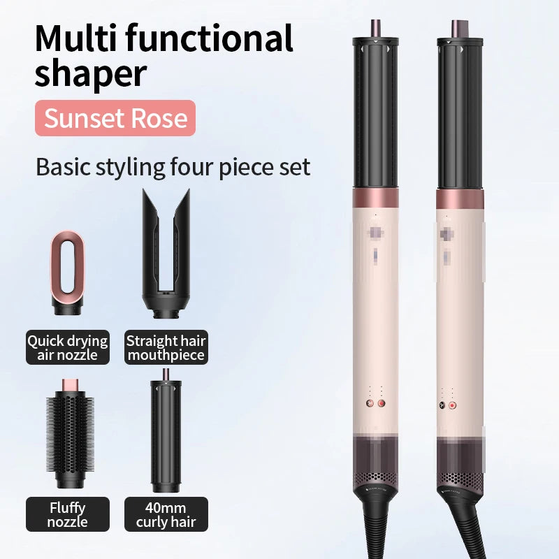 Professional 6 in 1 Cold Hot Air Styling Brush Hair Dryer Curling Iron Straightener Flat Iron 1700W Fast Dry Voluminous Waves