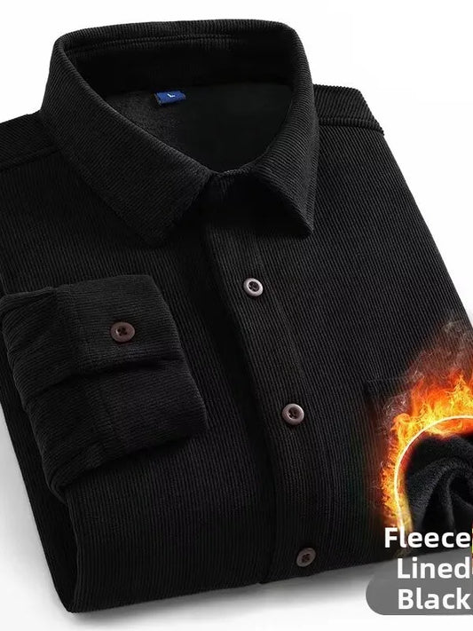 Men's Fleece Lined Corduroy Long Sleeve Shirt Thick Warm Casual Color Autumn Winter Fashion Outerwear Breathable Youth ...