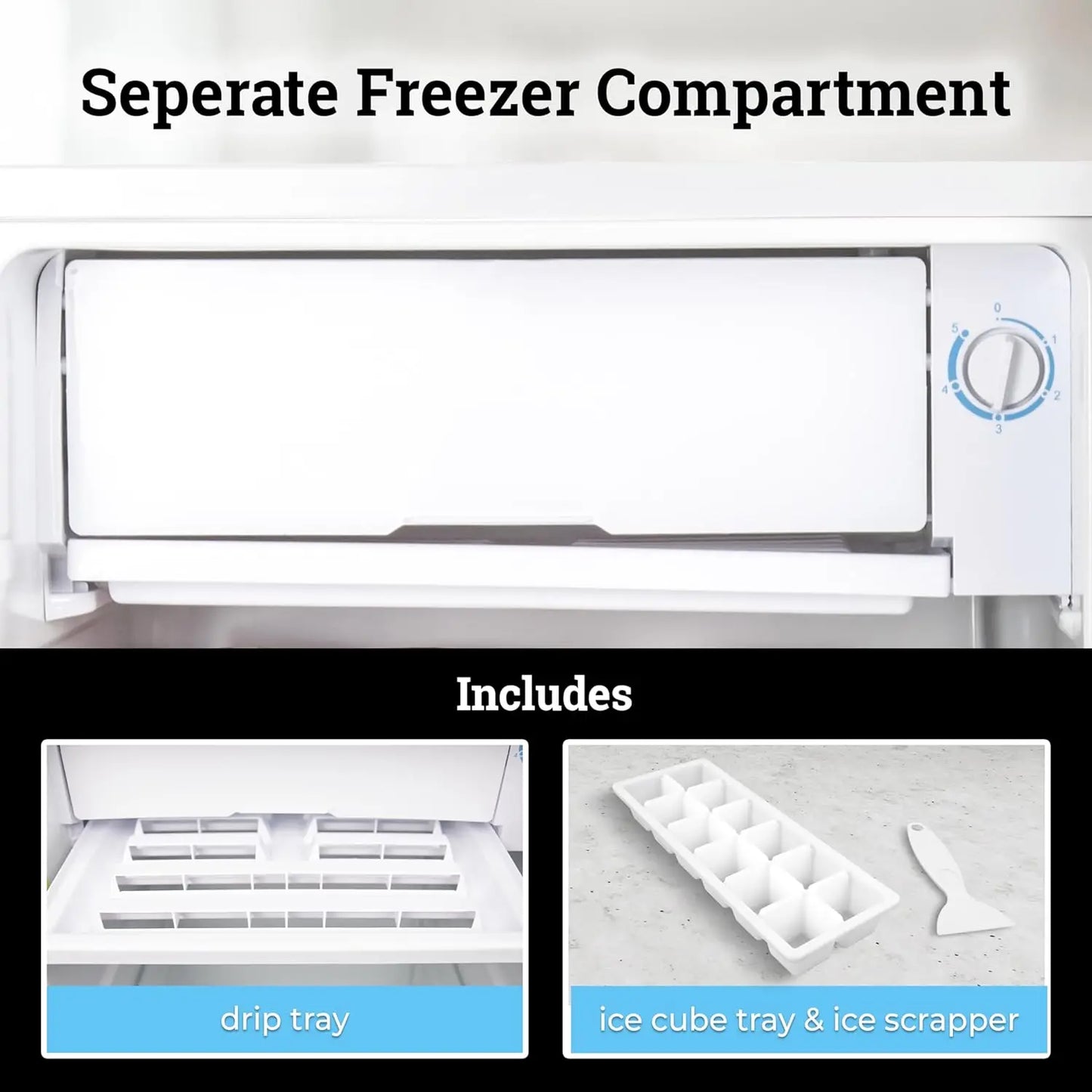 2.6 Cu.Ft Mini Fridge with Freezer- Single Door Compact Refrigerator with Glass Shelves for Homes