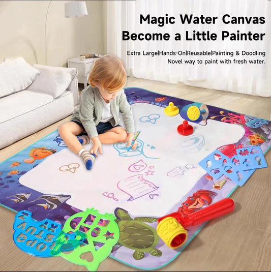 100x80CM Magic Water Drawing Mat Toys Coloring Doodle With Reusable Fluorescent Pen Painting Board Magic Toys Mat Kids Gifts