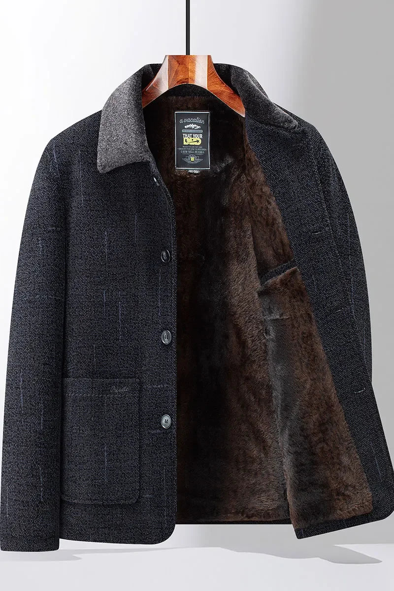 2024 Men Woolen Coats Men's business Casual Trench Coat Winter Coat with wool inner Man Autumn and Winter Wool Coat for Men