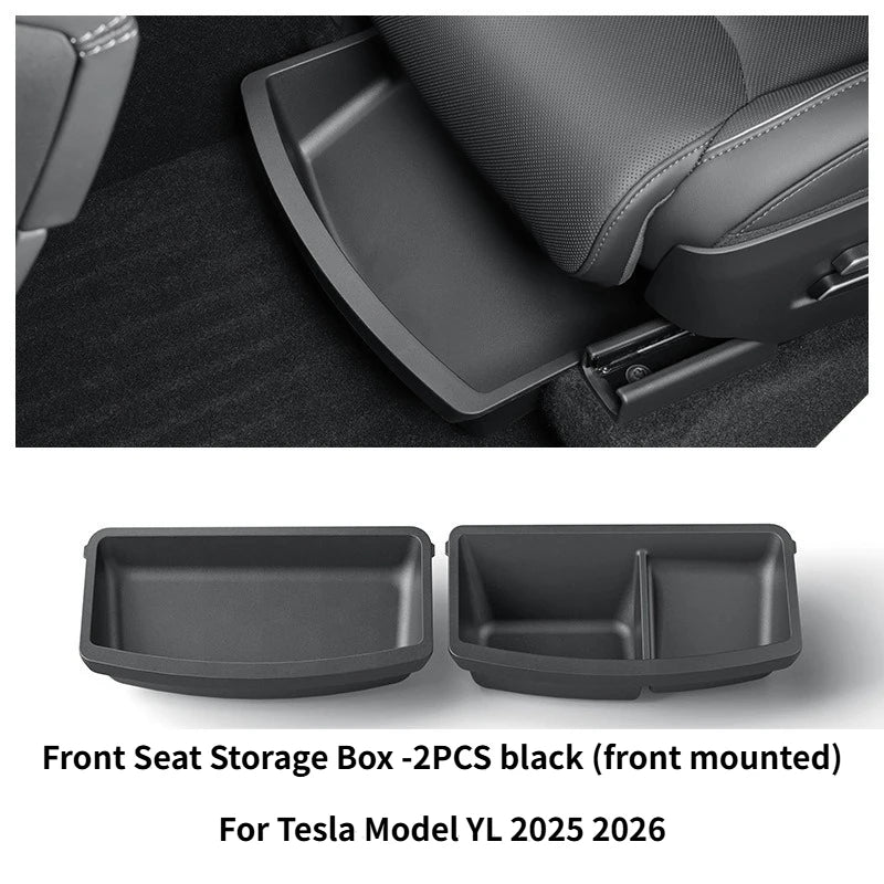 Under Seat Storage Box For Tesla Model YL 2025-2026 TPE Drawer Front Under Seat Organizer Trash Can Car Interior Accessories 