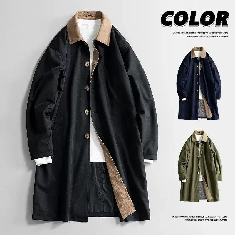 Autumn and Spring New Fashion Trend Windproof Warm Long Trench Coat Men's Casual Loose Sports Plus Size High-grade Jacket L-8XL