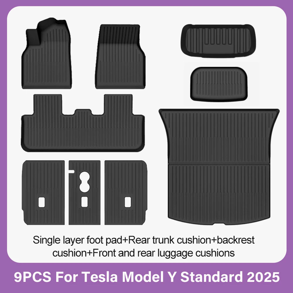TPE Car Floor Mats for New Tesla Model Y Standard 2025+ Waterproof Cargo Liner Non-Slip Trunk Mats Foot Pads Luggage Mat ModelY