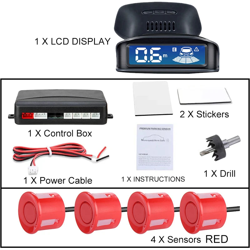 Front Rear Parking Sensor Kit 8 Probe Auto Blind Spot Radar LCD Monitor 12V Parktronic Reverse Backup Assist System