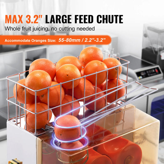 SucceBuy Commercial Orange Juicer Machine Automatic Juice Extractor Stainless Steel Orange Squeezer with Pull-Out Filter Box