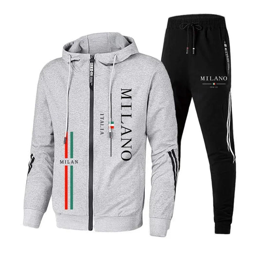 Men's Tracksuit Autumn Winter Daily Fashion Casual Quality Pullover Single Zipper Mens Sweatshirts Hoodies Pants Sports Outdoor