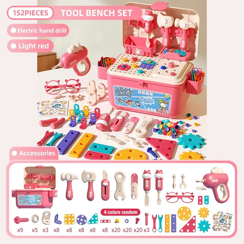 Educational Pretend Play Construction Children Home Toolbox Simulation Drill Screw Removal Puzzle Multi-Functional Assembly Toy