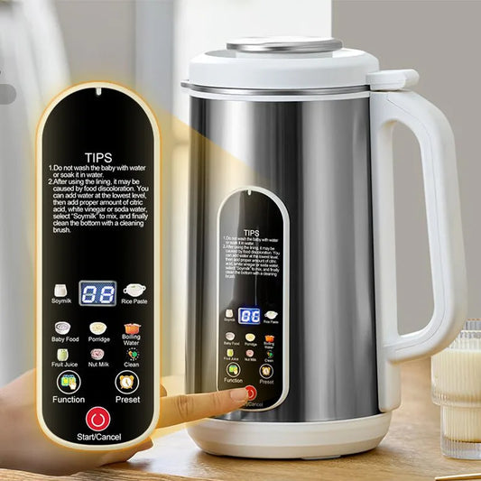 1.2L Soymilk Machine Stainless Steel Electric Milk Frother Multifunctional Large Capacity Household Blender