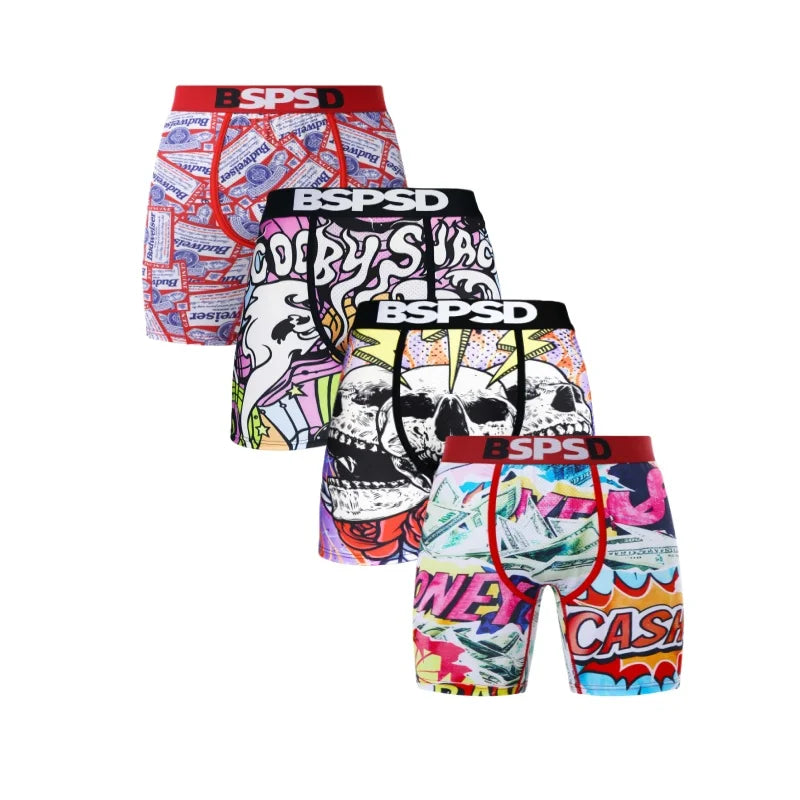 4Pcs Sexy Men's Underwear Boxers Breathable Comfortable Man Underpants Plus Size Men Panties Lingeries Boxer Briefs Mens Trunks