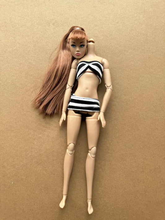 1/6 Scale Multi-jointed Fashion Doll Heads with Bangs Pony Tail Super White Beige Dark Brown Skin Tone PP Doll Figures for Colle