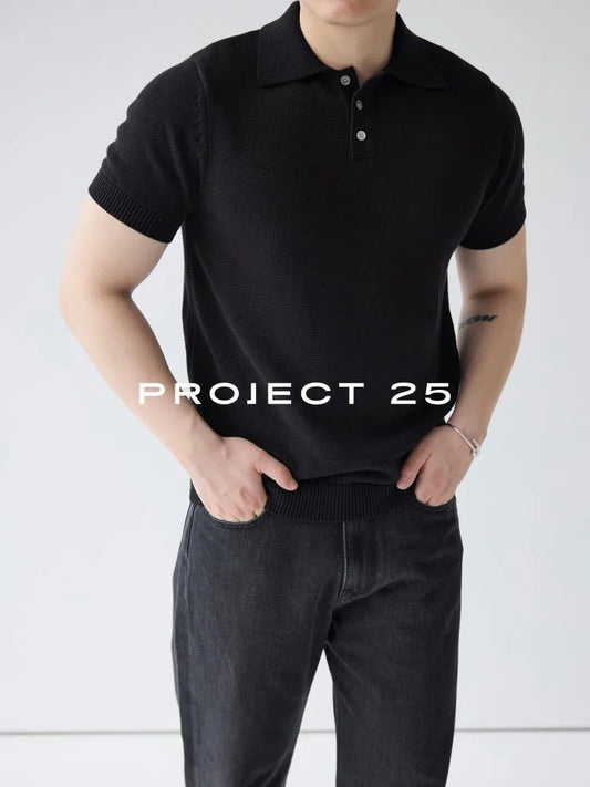 PROJECT 25 Men's American Heavyweight Coarse-Knit Cotton Polo Shirt Classic Short Sleeve Collared Tee for Casual & Commuter Wear