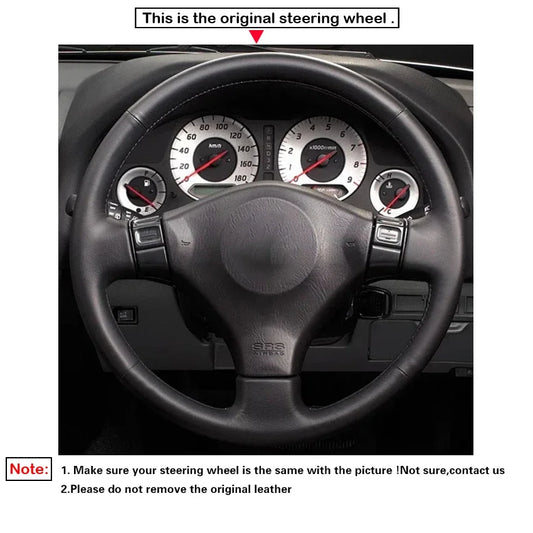 Black Faux Leather Car Steering Wheel Cover For Nissan 200SX S15 Silvia Skyline R34 GTR GT-R 1998 1999 2000 2001 2002