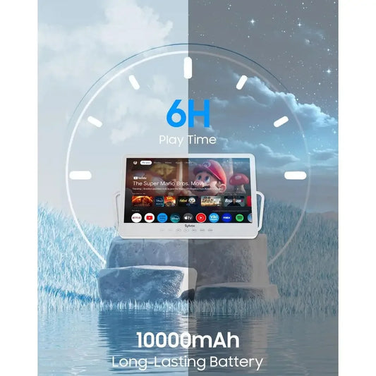 15.6" Portable TV, 1080P Smart TV, 10000mAh Battery (6H), Rechargeable, IP66 Waterproof, Supports Apps & Voice Control. Perfect