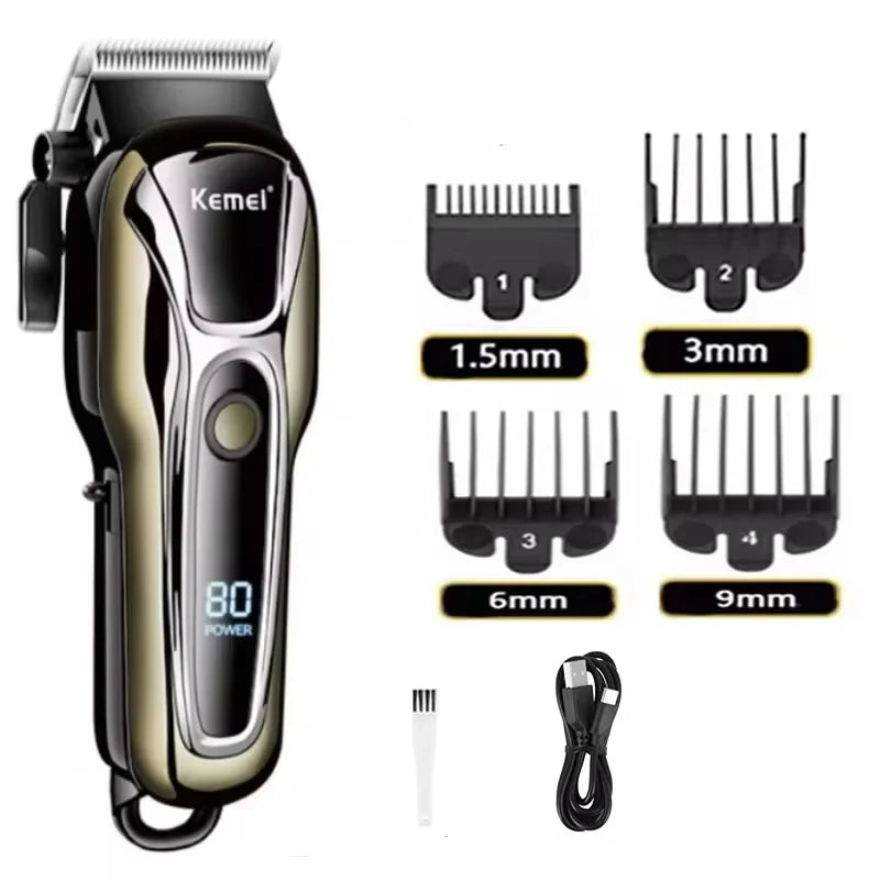 Kemei PG1990A Rechargeable Hair Clipper or Limit Combs Professional Cordless Men Hair Trimmer Men's Hair Cutting Machine Barber