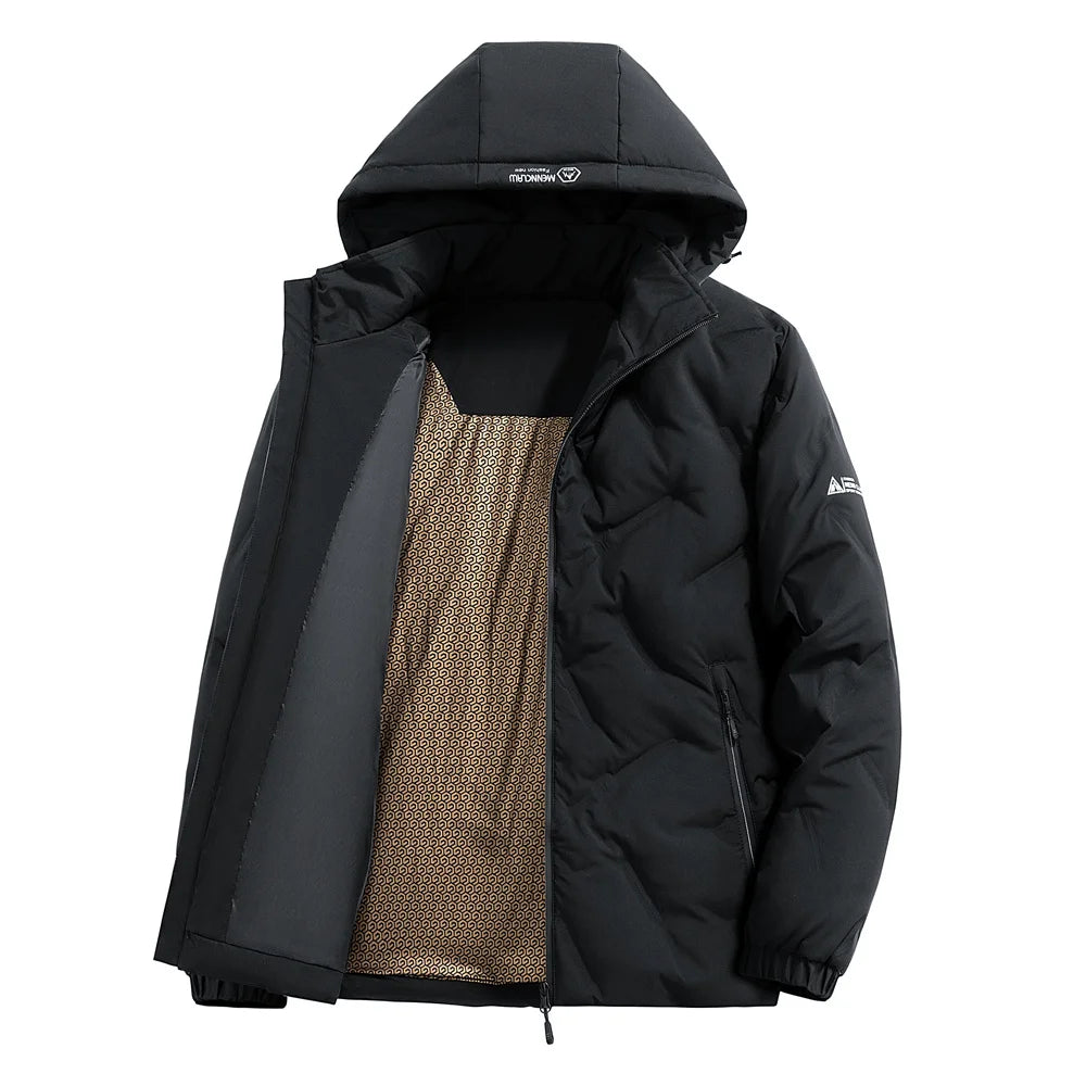 Outdoor Water-Resistant Down Jacket Men Winter Windproof Warm White Duck Down Parka Coat Men's Trendy Casual Wear Heated Parkas