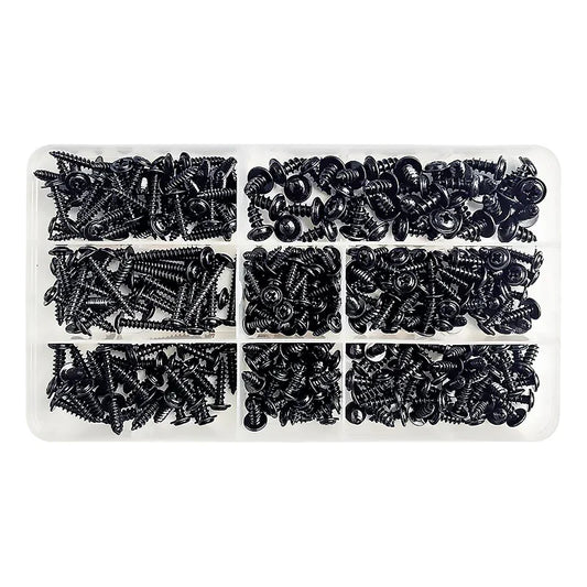 340PCS Assorted Screw Kit Black Carbon Steel Phillips Tapper Screws Set for DIY Furniture Wood Working Repair Fasteners Tool