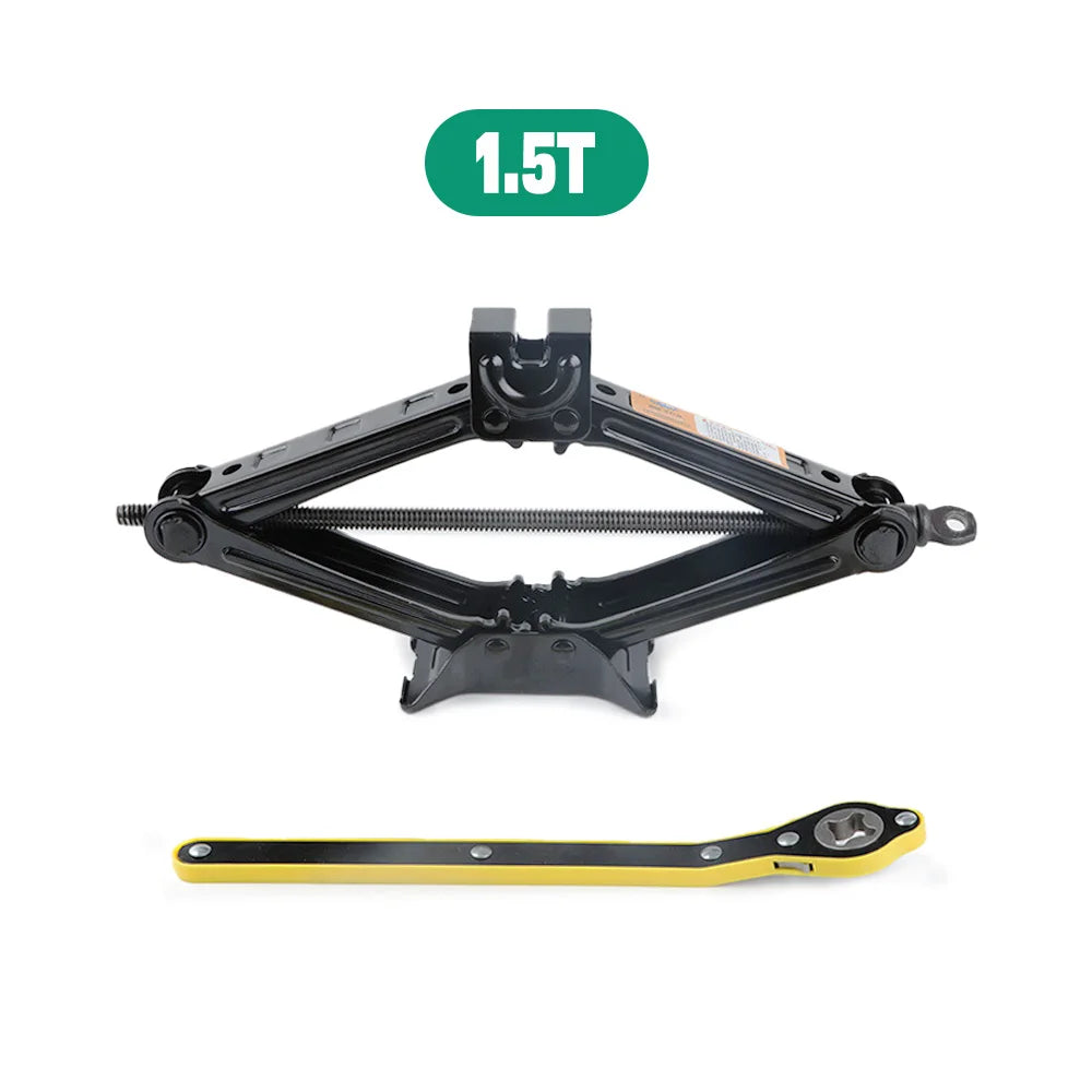 Mechanical Manual Scissor Jacks With Stabilizer Base & Ratchet Wrench For Car/SUV Tire Replacement And Emergency Roadside Repair