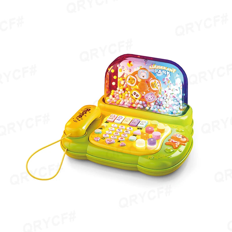 Kids Cartoon Simulation Telephone Toys Piano Keyboard Game Snowfiake Flashing Light Music Story Machine Baby Educational Toy