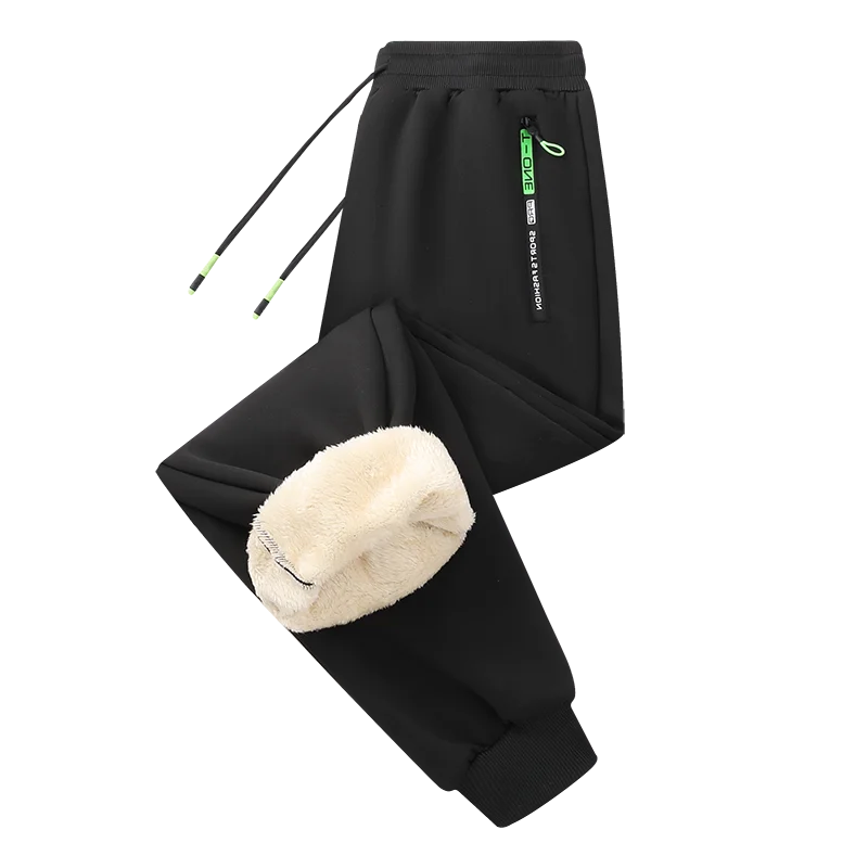 Winter Mens Sweatpants EU Size Thick Warm Fleece Lined Loose Joggers Sportswear Zip Pockets Casual Outdoor Track Pants Plus Size