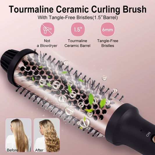 Hatteker Home Use Electric Curling Comb Long Short Hair Styling Brush Heat Resistant Hairdressing Tool Inner Buckle Curl