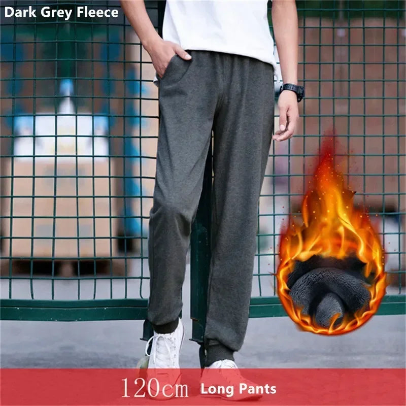 Winter Fleece Joggers Tall Guys Men Boys Warm Sweatpants Exra Long 117CM Harem Pants Unltralong Length Sports Male Trousers