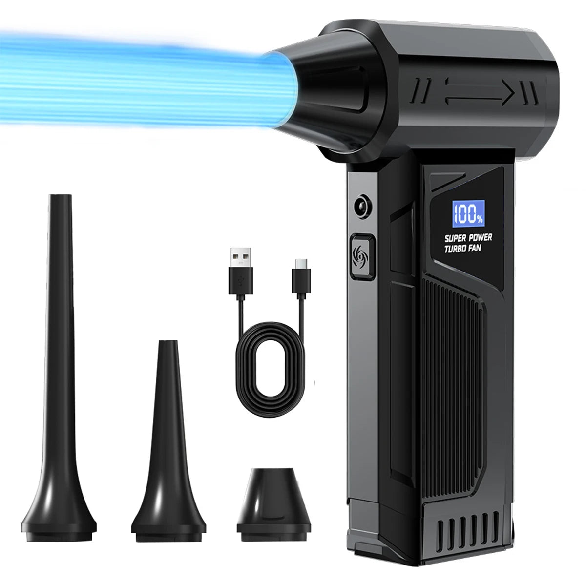 【2026 New】Brushless Wireless Jet Fan Turbo Air Blower For Car Cleaning With LED Light Digital Display Portable Outdoor BBQ Use