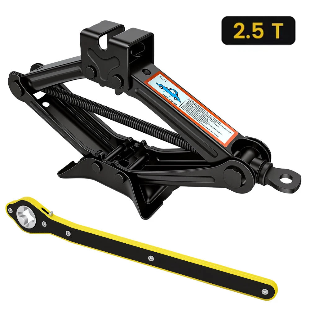 Mechanical Manual Scissor Jacks With Stabilizer Base & Ratchet Wrench For Car/SUV Tire Replacement And Emergency Roadside Repair