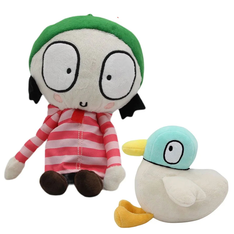Kawaii Cute Sarah and Duck Plush Doll Anime Soft Stuffed Animal Plushie Toy Room Decor for Kids Boy Brithday Christmas Gift