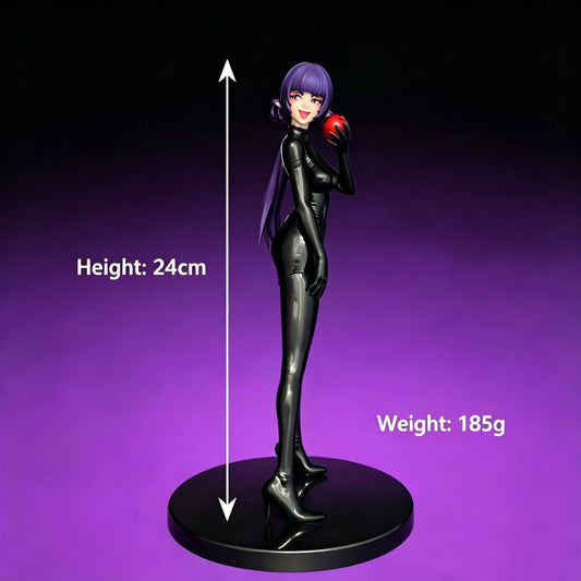 24cm Anime Girl Figure Purple Hair Elf Black Bodysuit PVC Statue Collectible Model Doll Desk Ornament Gift