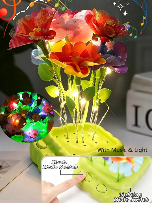 DIY Flower Bouquet Craft Kit for Girls Creative Machine Toy with Music & Lighting Children's Garden Art Set 3 Year Birthday Gift