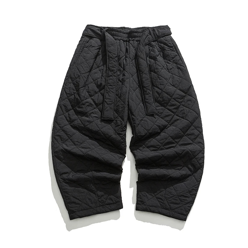 2024 Winter Thickened Cotton Padded Pants Men Casual Warm Trousers Ankle Length Pants Sportwear Solid Drawstring Sweatpants Man