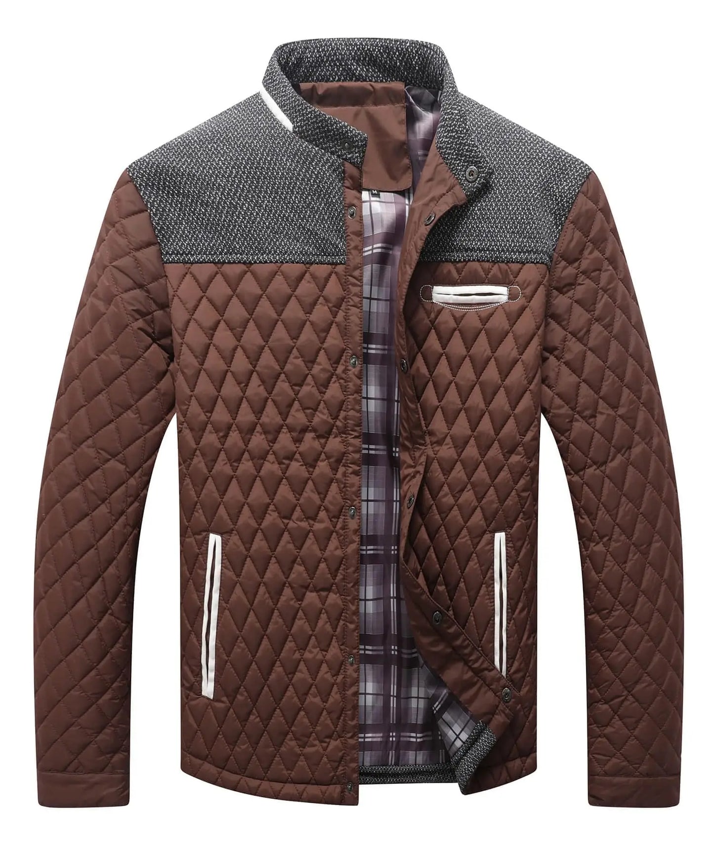 Men's Jackets Casual Coat Diamond Quilted Puffer Down Lightweight Casual Button Down High Quality Overshirt Us Size