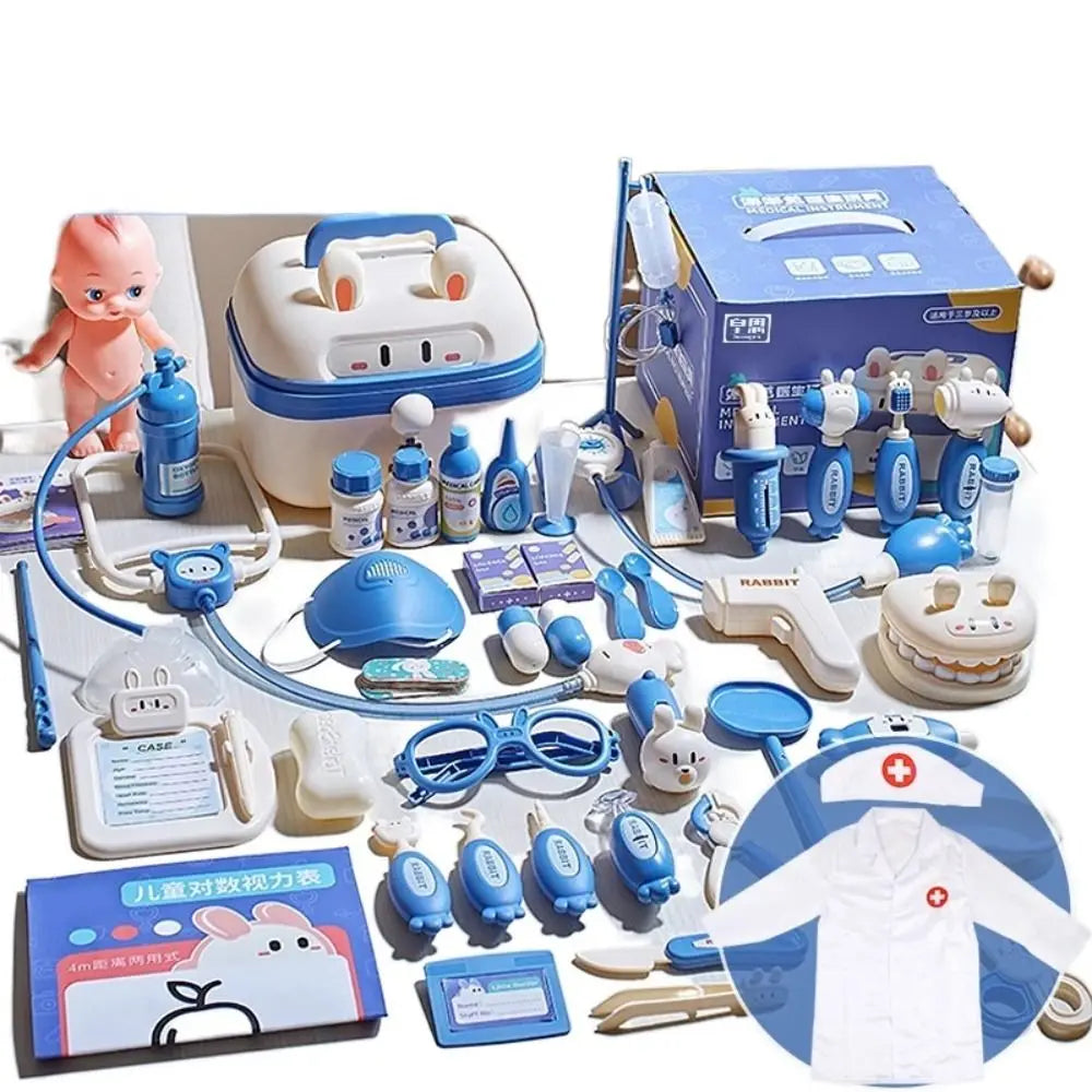 Simulation Dentist Box Doctor Pretend Role Play Kit Educational Game Pretent Play Toys Stethoscope Doctor Set Blue/Pink