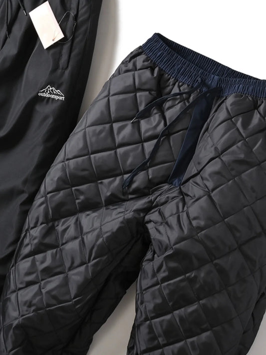 Thickened Cotton Pants for Men Winter Outdoor Warmth Windproof Straight Leg Casual Trousers Trendy Pure Color Youth Spring