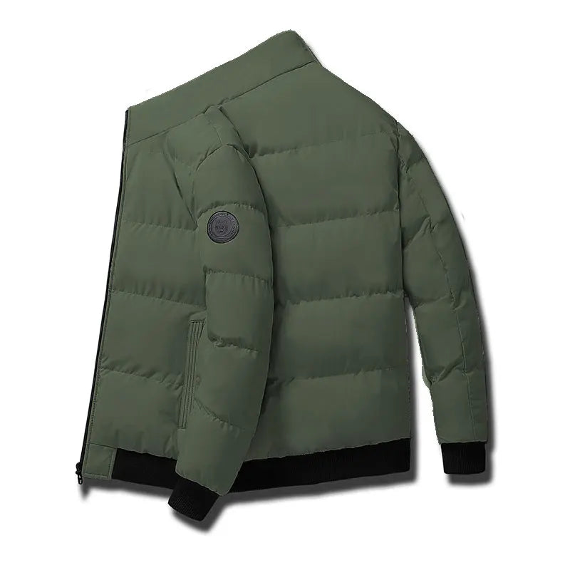 New Men's Casual Cotton-padded Coat Winter Warm Thickened Solid Color Jacket Stand Collar Trendy Korean Style Fit Padded Jacket